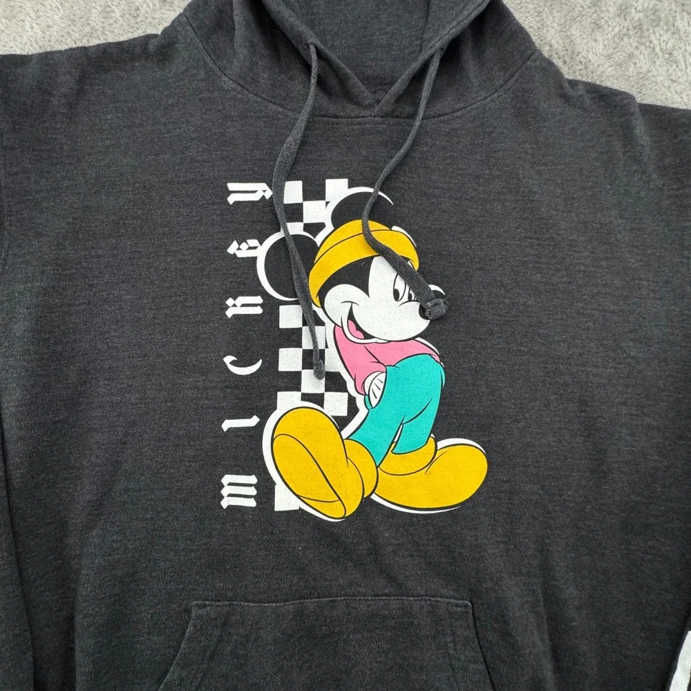 Neff Disney Mickey Mouse Hoodie Mens Large Charcoal Grey Excellent Graphic Print
